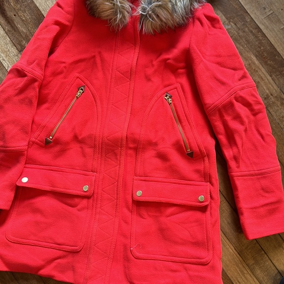JCrew pea coat with fur hood. Size 6 - Picture 2 of 5